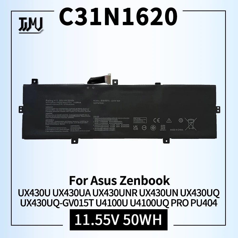 K KYUER 50Wh C31N1620 Batterie Pour ASUS Zenbook UX430 UX430U UX430UA UX430UAR UX430UN UX430UNR UX430UQ U4100 U4100U U4100UN U4100UQ UX3400 UX3400U UX3400UA UX3400UN UX3400UQ BX430 BX430UA UX3430UQ