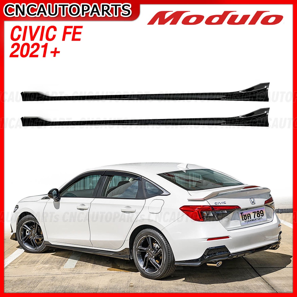 ชุดแต่ง-honda-civic-fe-ทรง-modulo-ปี-2021-2022-2023-ลิ้นหน้า-สเกิร์ต-สีดำเงา-ตูดเป๋ด-สปอยเลอร์-ซีวิค