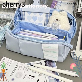 Cherry3 กระเป๋าดินสอ ขนาดใหญ่ จุของได้เยอะ สีพื้น คุณภาพสูง สําหรับใส่เครื่องเขียนนักเรียน