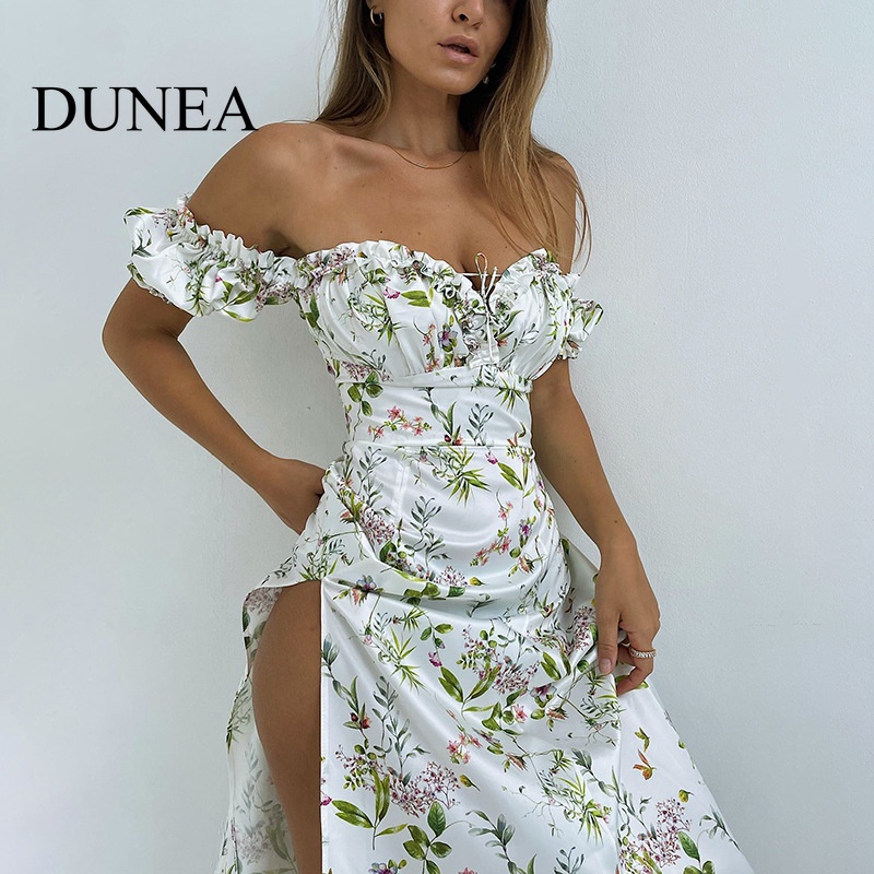 dunea-ชุดเดรส-เกาะอก-พิมพ์ลายดอกไม้-สไตล์โบโฮ-เซ็กซี่-สําหรับผู้หญิง