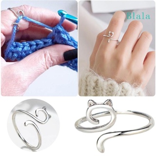 Blala แหวนนิ้วมือโครเชต์ รูปแมวน่ารัก ปรับได้ สําหรับผู้เริ่มต้น