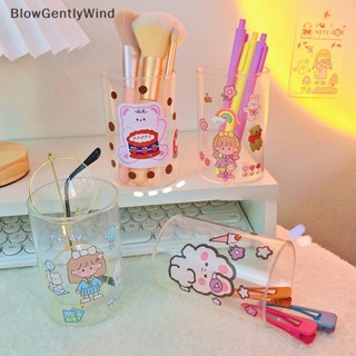 Blowgentlywind กล่องใส่แปรงแต่งหน้า ปากกา ดินสอ แบบอะคริลิค