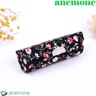 Anemone กระเป๋าเครื่องสําอาง ลิปสติก ผ้าซาติน แบบนิ่ม พิมพ์ลายดอกไม้ ขนาดเล็ก สะดวกสบาย หลากสี