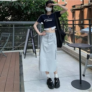 DaDuHey🎈  Korean Style Plus Size Plump Girls Workwear Skirt Women Slimming New High Waist Casual All-Matching Long Skirt