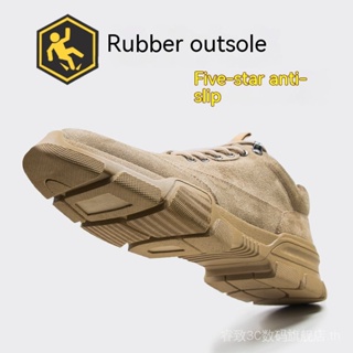 Kevlar mid-bottom steel head labor protection shoes anti-smashing anti-stabbing wear anti-velvet cowhide safety shoes rubber sole protection shoes ZRCU