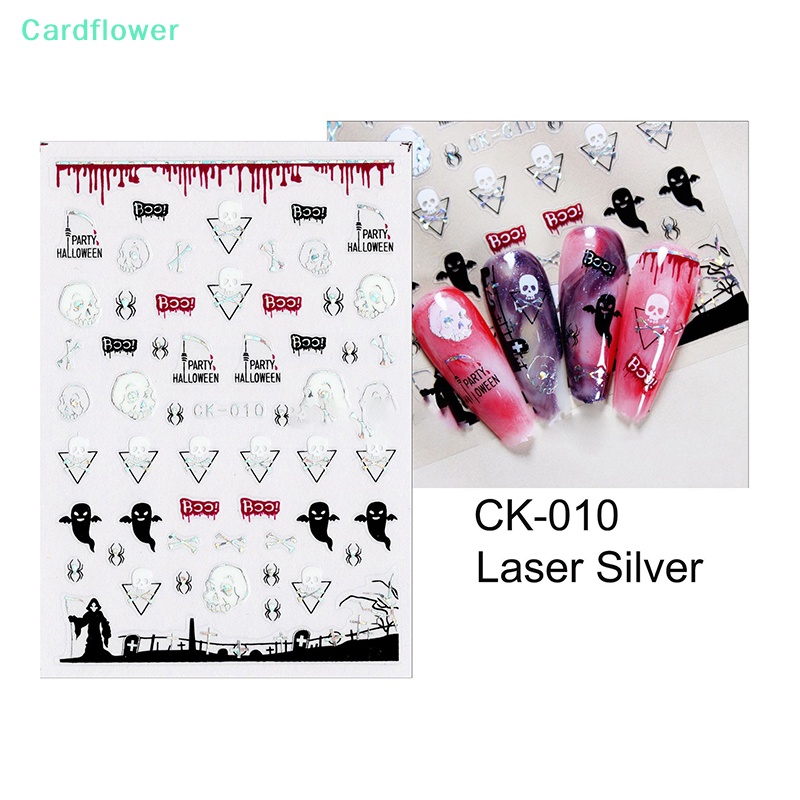 lt-cardflower-gt-สติกเกอร์เลเซอร์-ลายการ์ตูนฟักทอง-ผี-แมงมุม-สีเงิน-สําหรับตกแต่งเล็บ-เทศกาลฮาโลวีน