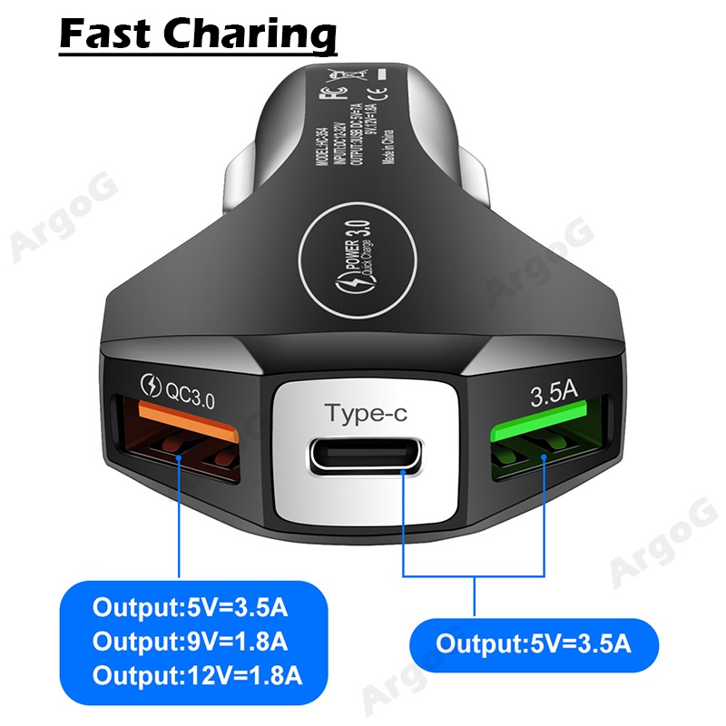 argog-อุปกรณ์ชาร์จรถยนต์-type-c-35w-ชาร์จเร็ว-ชาร์จรถยนต์-usb-พร้อมดีไซน์อุปกรณ์ทำลายกระจกหน้า-สำหรับรถยนต์-12-24v