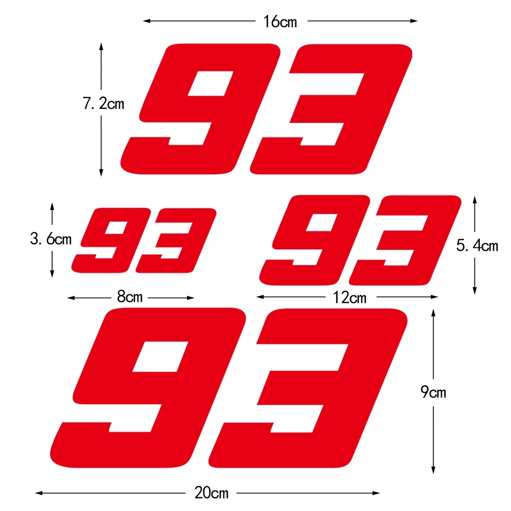 สติกเกอร์ไวนิล สะท้อนแสง ตัวเลข 93 กันน้ํา สําหรับติดตกแต่งหมวกกันน็อครถจักรยานยนต์ สกูตเตอร์ Honda PCX 160 giorno Scoopy forza Wave รูปที่ 2