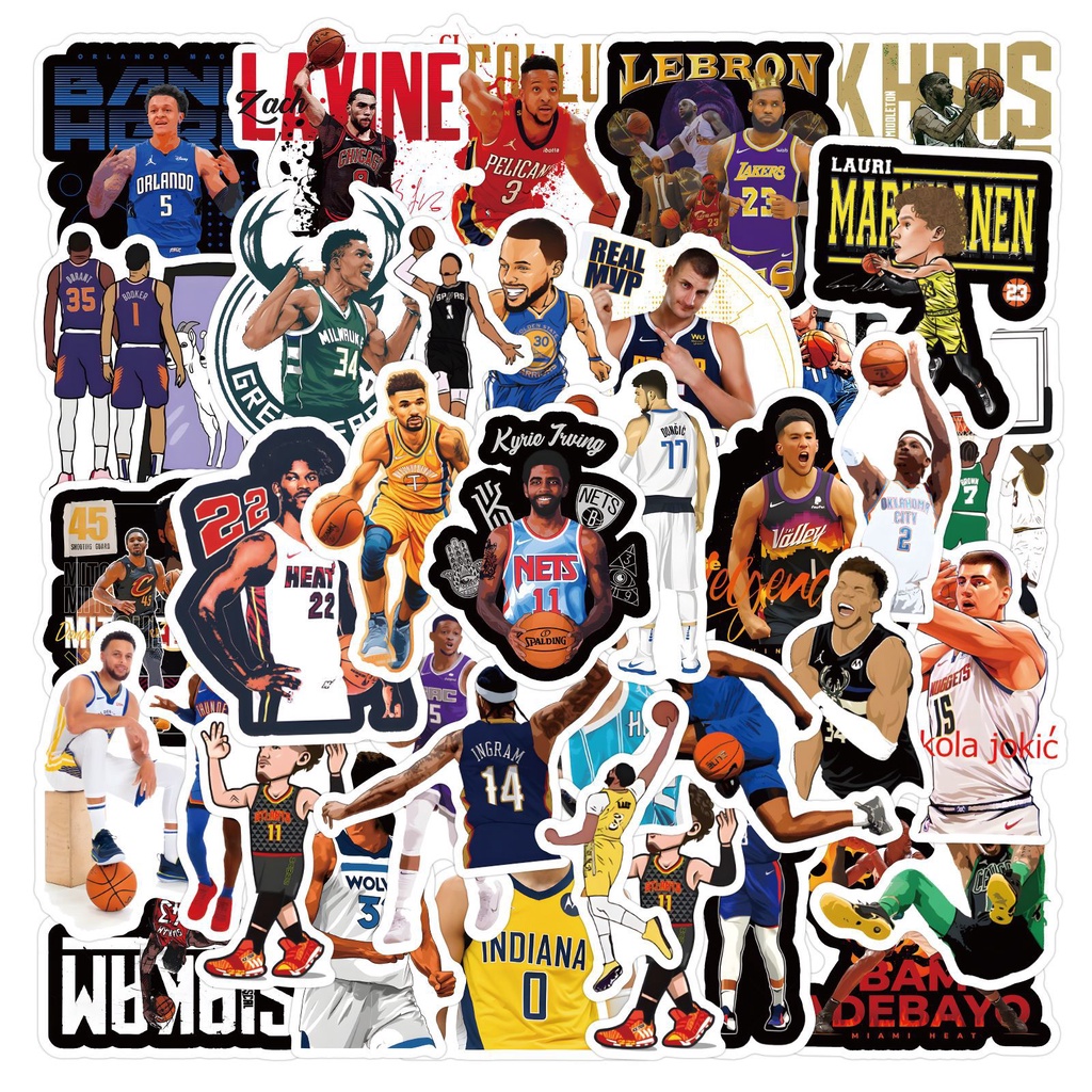สติกเกอร์ PVC กันน้ํา ลายนักบาสเก็ตบอล NBA 100 ชิ้น | Shopee Thailand