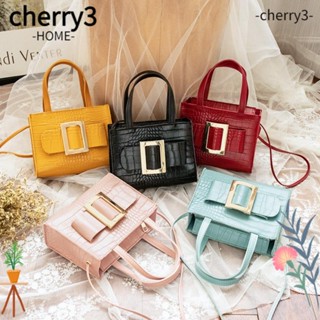 Cherry3 กระเป๋าสะพายไหล่ สะพายข้าง หนัง PU ทรงสี่เหลี่ยม ลายหนังจระเข้ ขนาดเล็ก คุณภาพสูง สําหรับผู้หญิง