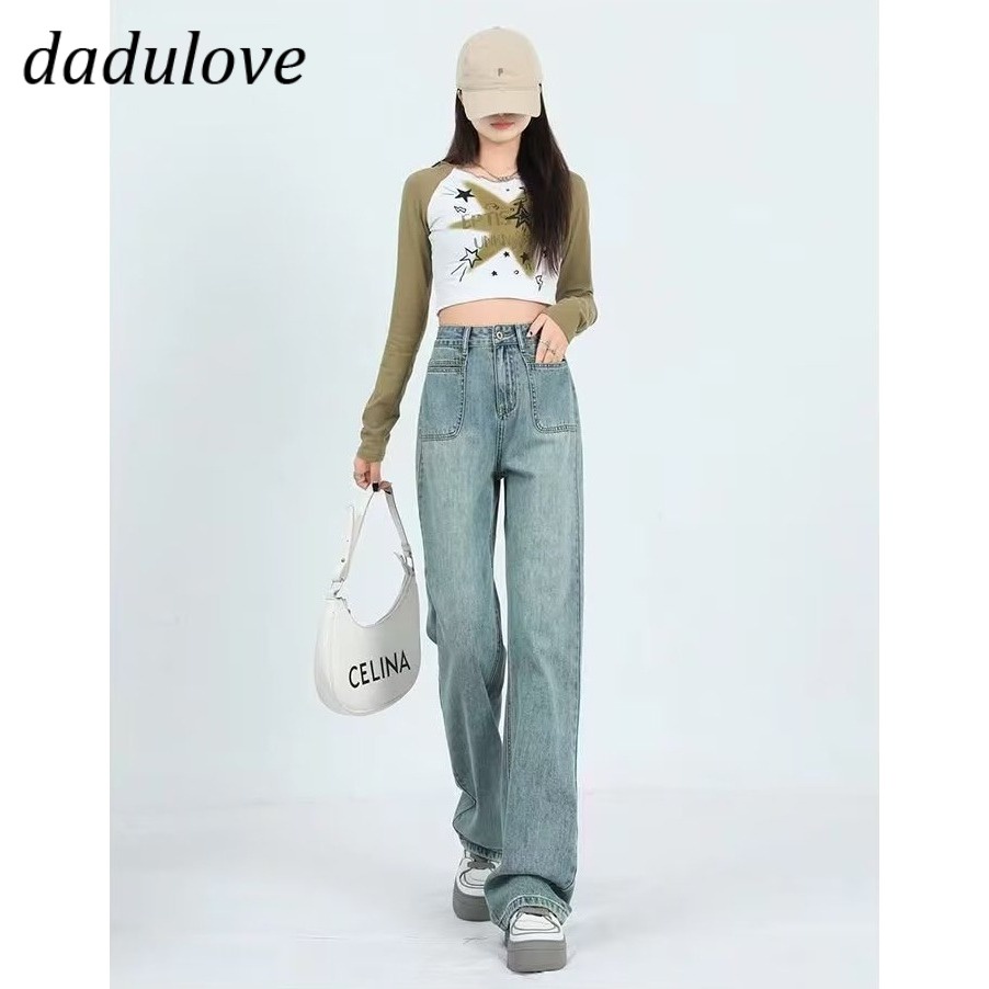 dadulove-new-american-ins-high-street-retro-washed-jeans-niche-high-waist-wide-leg-pants-plus-size-trousers