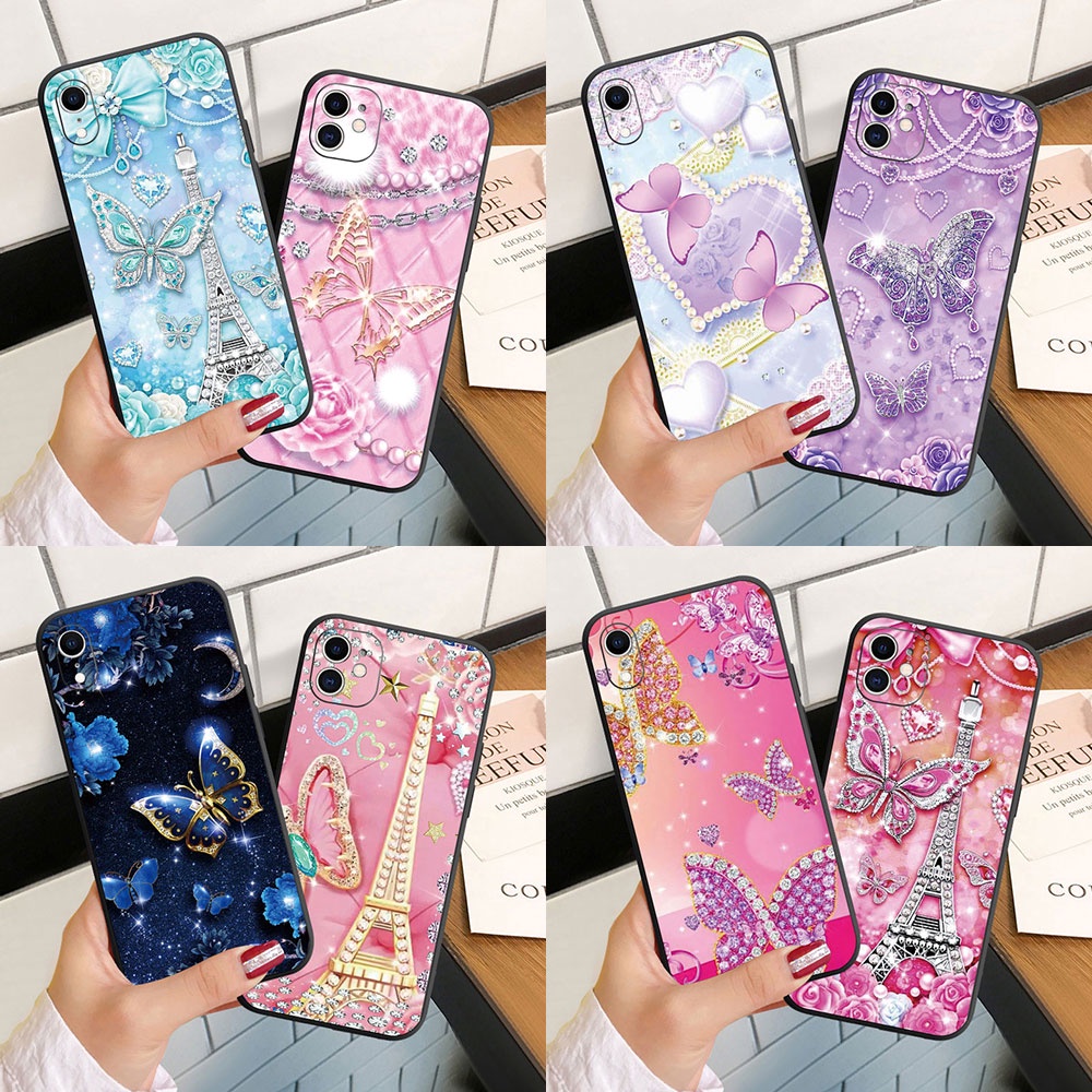 เคสโทรศัพท์มือถือ-ซิลิโคนนิ่ม-ลายผีเสื้อ-ประดับเพชร-สําหรับ-xiaomi-redmi-a2-a2-plus-poco-c50-c51