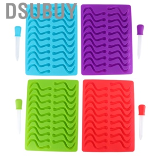 Dsubuy 4x Silicone Earthworm Shape Fondant Candy Mold W/Dropper Baking Tool Red Blue JY