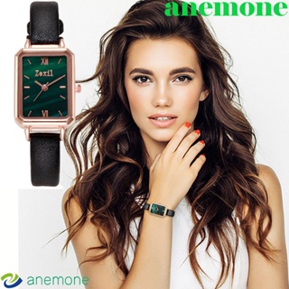 Anemone นาฬิกาข้อมือ โลหะ ทรงสี่เหลี่ยมผืนผ้า สีโรสโกลด์ วินเทจ สีเขียว มาลาไคท์ หรูหรา สําหรับผู้หญิง