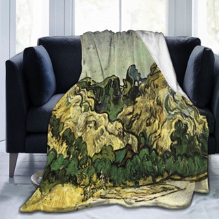 ผ้าห่ม ผ้าฟลีซ ผ้าสักหลาด แบบนิ่มพิเศษ ลายทิวทัศน์แวนโก๊ะ สําหรับตกแต่งบ้าน โซฟา เตียง
