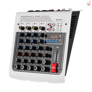 Y-mix-400 คอนโซลผสมเสียง 6 ช่อง 3-Band EQ พร้อมเอฟเฟครีเวิร์บดีเลย์ +48V Phantom Power เชื่อมต่อไร้สาย สําหรับบันทึกเสียง DJ เครือข่าย ถ่ายทอดสด คาราโอเกะ