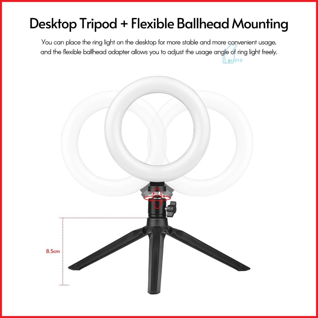 Andoer 6 Inch LED Ring Light Laptop Video Conference Lighting