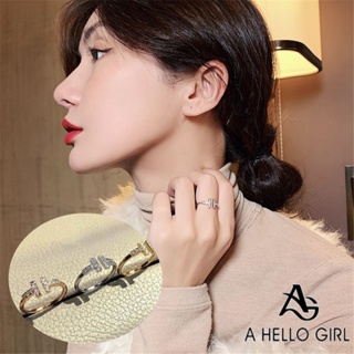 เวอร์ชั่นเกาหลี เรียบง่าย เฉพาะ Ins ออกแบบ เปิด คู่ T แหวนตัวอักษร เครื่องประดับผู้หญิง Hello Girl เครื่องประดับ