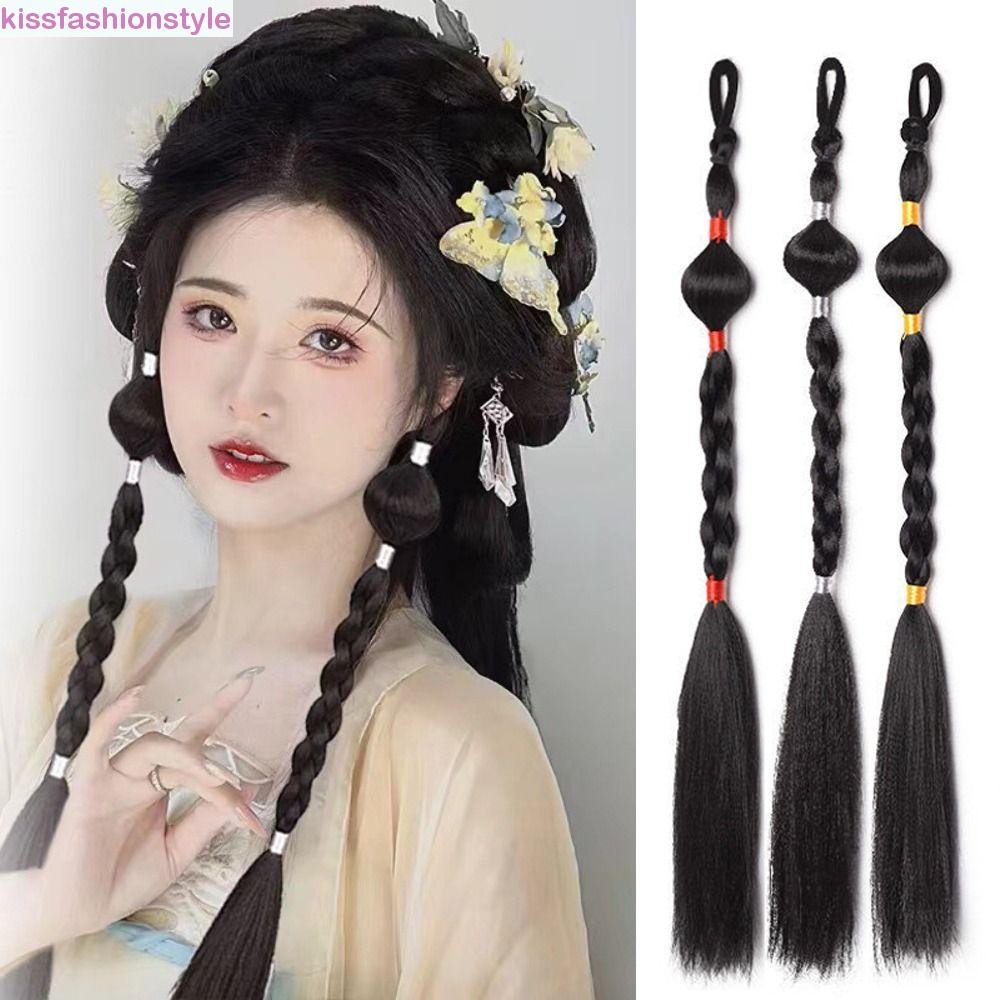 Kissfashionstyle 2 ชิ้น Hanfu Bubble Braid วิกผม, หางม้า Extension ผม ...