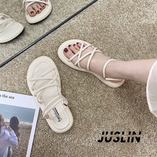 JUSLIN   รองเท้าแตะผู้หญิง ส้นแบน ใส่สบาย สไตล์เกาหลี รองเท้าแฟชั่น 2023 ใหม่  Trendy ins ทันสมัย High quality D22E03K 37Z230910