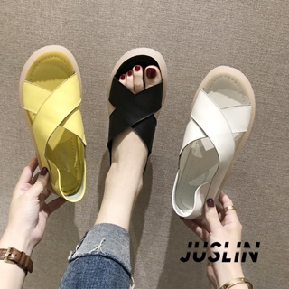 JUSLIN   รองเท้าแตะผู้หญิง ส้นแบน ใส่สบาย สไตล์เกาหลี รองเท้าแฟชั่น 2023 ใหม่  สไตล์เกาหลี พิเศษ Chic คุณภาพสูง B98G1QF 37Z230910
