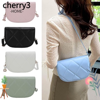 Cherry3 กระเป๋าสะพายไหล่ สะพายข้าง หนัง Pu ทรงกลม แต่งสายโซ่คล้อง สีพื้น แฟชั่นสําหรับสตรี