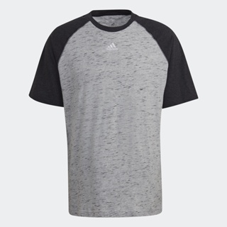 adidas ไลฟ์สไตล์ เสื้อยืด Essentials Mélange Raglan ผู้ชาย สีเทา HE1796