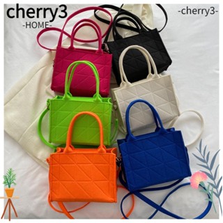 Cherry3 กระเป๋าสะพายไหล่ ผ้าสักหลาด แต่งซิป ทรงสี่เหลี่ยม คุณภาพสูง สีพื้น สําหรับผู้หญิง