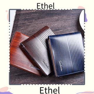 Ethel1 กระเป๋าสตางค์ หนัง PU สีฟ้ากาแฟ สไตล์นักธุรกิจ แฟชั่นสําหรับผู้ชาย