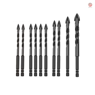  Geevorks 10PCS YG8 Carbide Four-edged Crossdrill Bit Set - Perfect for Hole Punching in Walls