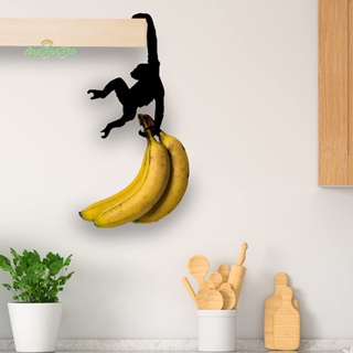 Erck&gt; ใหม่ ที่แขวนกุญแจ รูปลิง กล้วย เหล็ก ติดตั้งง่าย ทนทาน สีดํา สําหรับติดผนัง ประตู ห้องครัว