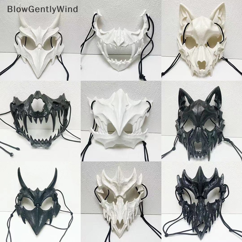 blowgentlywind-หน้ากากคอสเพลย์-รูปหัวกะโหลกปีศาจ-โครงกระดูก-หมาป่า-มังกร-เสือ-สําหรับปาร์ตี้ฮาโลวีน