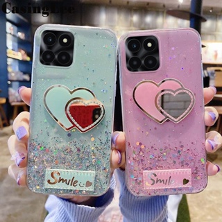 เคสโทรศัพท์มือถือนิ่ม แบบใส ปิดด้านหลัง ประดับกลิตเตอร์ รูปหัวใจ สําหรับ Honor X6A X6 X8A X8 X6S X6 X8 X8A X6A