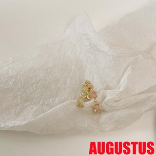 Augustus แหวนเพทาย รูปหัวใจ แบบเปิด เรียบง่าย สร้างสรรค์ เครื่องประดับแฟชั่น สไตล์เกาหลี สําหรับผู้หญิง