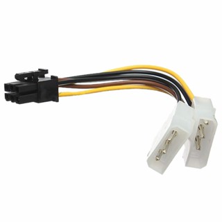 อะแดปเตอร์สายเคเบิ้ลเชื่อมต่อ Dual 4-Pin Male Molex Connector To 6-Pin PCI-E PCI Express