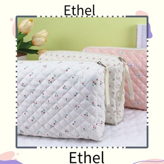 Ethel1 กระเป๋าเครื่องสําอาง ผ้าฝ้าย ความจุขนาดใหญ่ แฟชั่นสําหรับผู้หญิง