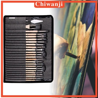 [Chiwanji] ชุดแปรงทาสีอะคริลิค ไนล่อน ด้ามจับไม้ ทําความสะอาดง่าย 25 ชิ้น