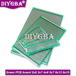 บอร์ด PCB อิเล็กทรอนิกส์ สองด้าน 2x8 ซม. 3x7 ซม. 4x6 ซม. 5x7 ซม. 8x12 ซม. 9x15 ซม. สีเขียว สําหรับ Arduino 2 ชิ้น 5 ชิ้น