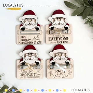 Eutus กระเป๋าใส่เงิน แบบไม้ ลายซานต้าคลอสน่ารัก ฉลุลาย สร้างสรรค์ สําหรับปาร์ตี้คริสต์มาส