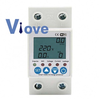 2p 63A TUYA WiFi วงจรอัจฉริยะ Earth Leakage over Voltage Protector Energy KWh Meter