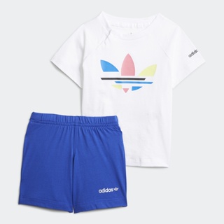 adidas ไลฟ์สไตล์ ชุดเสื้อยืดและกางเกงขาสั้น Adicolor เด็ก สีขาว H14162