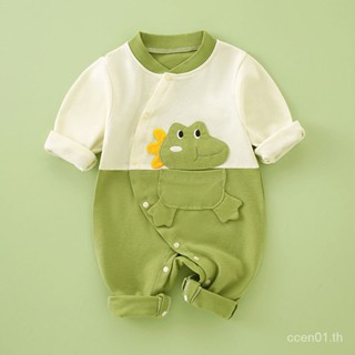【สินค้าใหม่-ไดโนเสาร์แขนยาว】จั๊มสูทรอมเปอร์ ผ้าฝ้าย ลายไดโนเสาร์น่ารัก สไตล์เกาหลี เหมาะกับฤดูใบไม้ผลิ และฤดูใบไม้ร่วง สําหรับเด็กทารกแรกเกิด