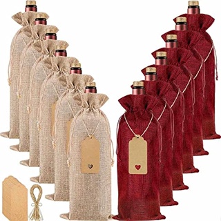 ถุงผ้ากระสอบใส่ขวดไวน์ พร้อมหูรูด ใช้ซ้ําได้ 12 ชิ้น สําหรับท่องเที่ยว งานแต่งงาน วันเกิด บ้านใหม่ และงานเลี้ยงอาหารค่ํา