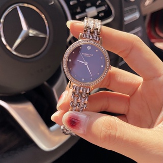 นาฬิกาข้อมือควอตซ์ ประดับเพชร ป้องกันน้ํา แบบเรียบง่าย สไตล์เกาหลี สําหรับผู้หญิง