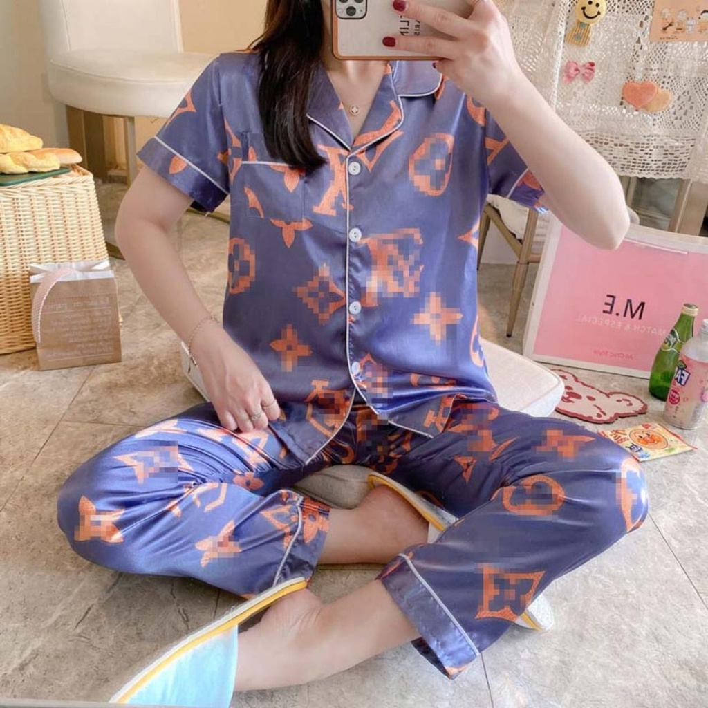 Gs22-pp4 ชุดนอน เสื้อแขนสั้น กางเกงขายาว สําหรับสตรี | Shopee Thailand