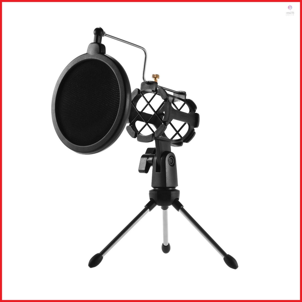 Compact and Sturdy Desktop Microphone Stand with Shock Mount and Pop