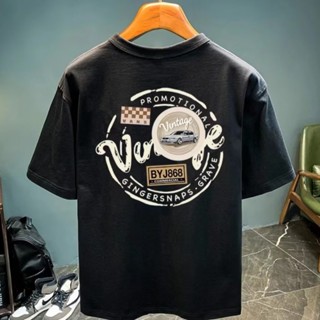 เสื้อยืดแขนสั้น ทรงหลวม พิมพ์ลาย สไตล์เกาหลี ฮิปฮอป เรโทร แฟชั่นฤดูร้อน สําหรับผู้ชาย และคู่รัก ไซซ์ M - 5XL