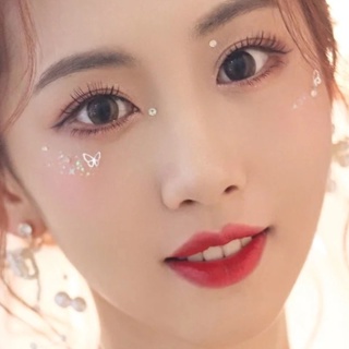 Eye makeup face bright diamond pearl shredded diamond sequins music festival Hani makeup stage performance studio photo selfie girl group