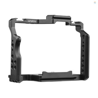 {Fsth} Andoer Camera Cage Aluminum Alloy Video Cage with Dual Cold Shoe Mounts Numerous 1/4 Inch Threads Replacement for  A7IV/ A7III/ A7II/ A7R III/ A7R II/ A7S II