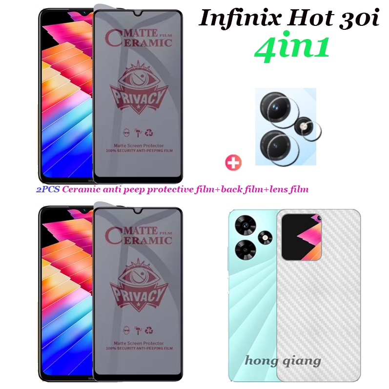 4in1-ฟิล์มกระจกนิรภัยกันรอยหน้าจอ-คาร์บอน-กันแอบมอง-สําหรับ-infinix-hot-30-5g-hot-30i-infinix-hot-30-play-infinix-hot-30-play-nfc2pcs